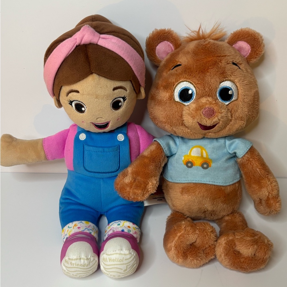 Ms.‎ Rachel Plush Doll and Bear Set with Pink and Blue Outfits